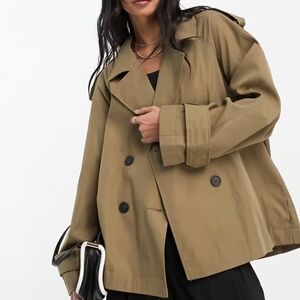 ASOS Short Lightweight Trench Coat in Dark Stone
